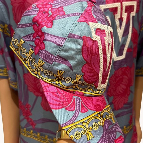 Versace Blue, Pattern Print Baseball Cap - Picture 5 of 8